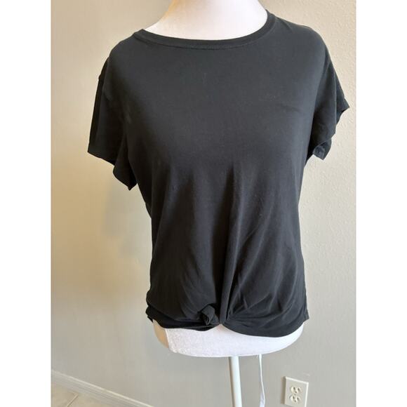 Y2K Abercrombie Fitch Black T Shirt Tie Front SOFT AF Tee Whimsygoth Whitchy L - Picture 8 of 12